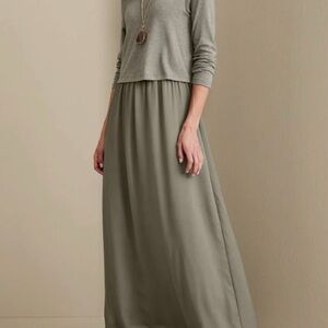 Soft Surroundings Olive Green Maxi Dress - Elastic Waist